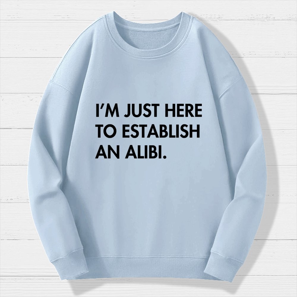 Im Just Here Establish Alibi Geek Cotton Sweatshirt