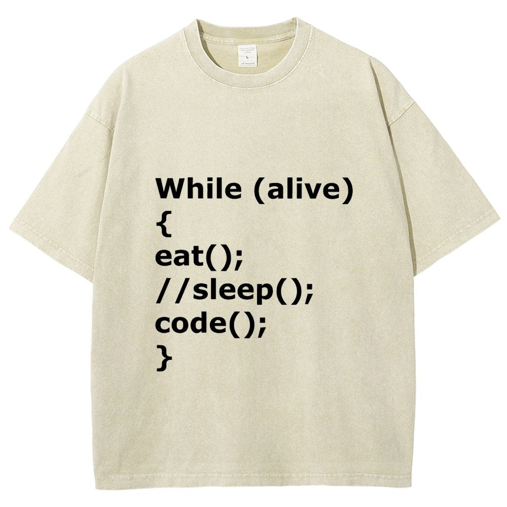 While Alive Eat No Sleep Code Vintage Distressed T-shirt