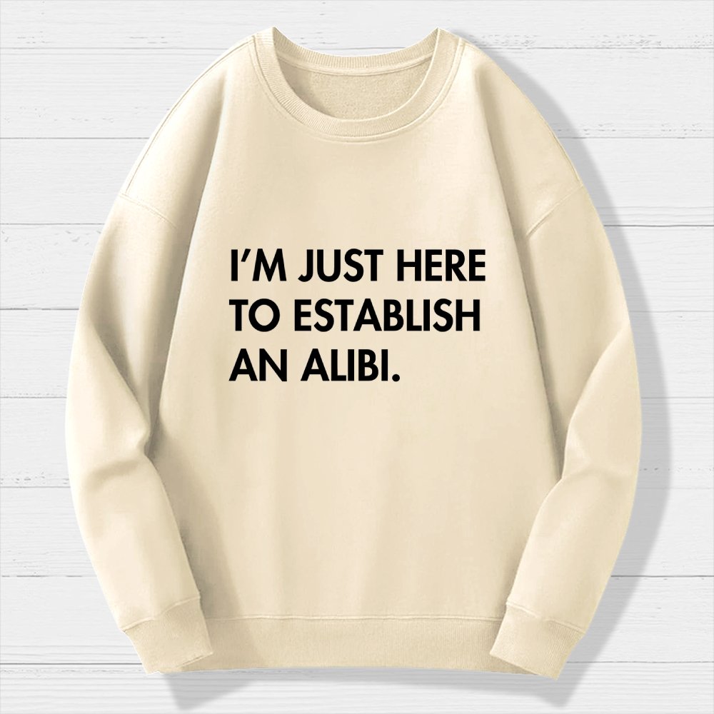 Im Just Here Establish Alibi Geek Cotton Sweatshirt