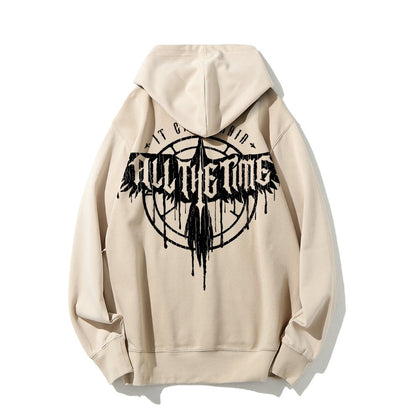 It Can't Rain All The Time Nerd Printed Back Cotton Hoodie