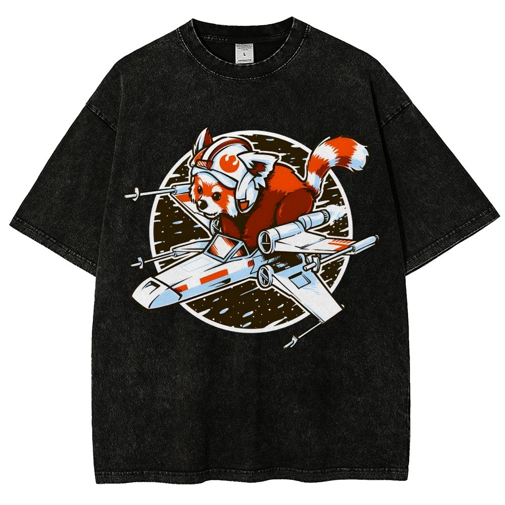 Red panda Standing By Vintage Distressed T-shirt