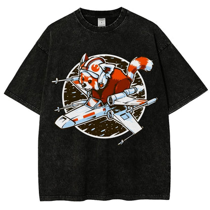Red panda Standing By Vintage Distressed T-shirt