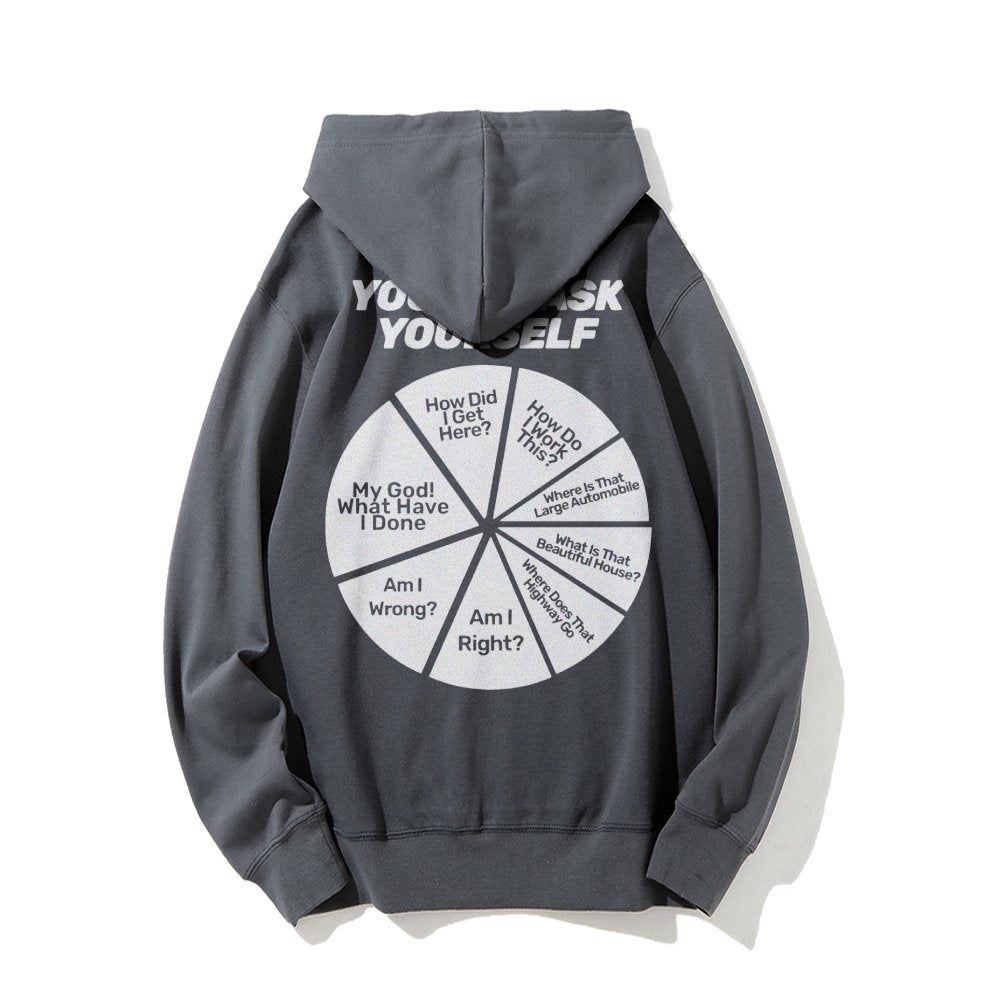 You May Ask Yourself Printed Back Cotton Hoodie