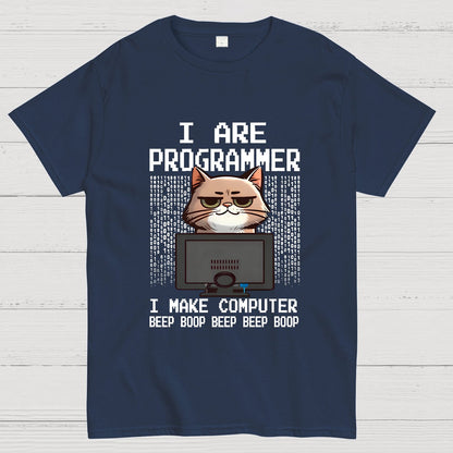 Programmer Cute Cat Coding Geeky T-Shirt