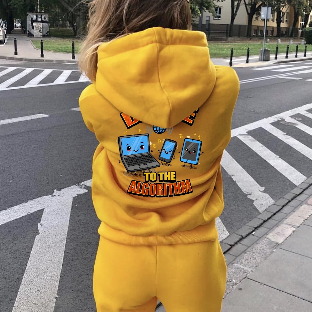 Dance To The Algorithm Funny Printed Back Unisex Cotton Hoodie