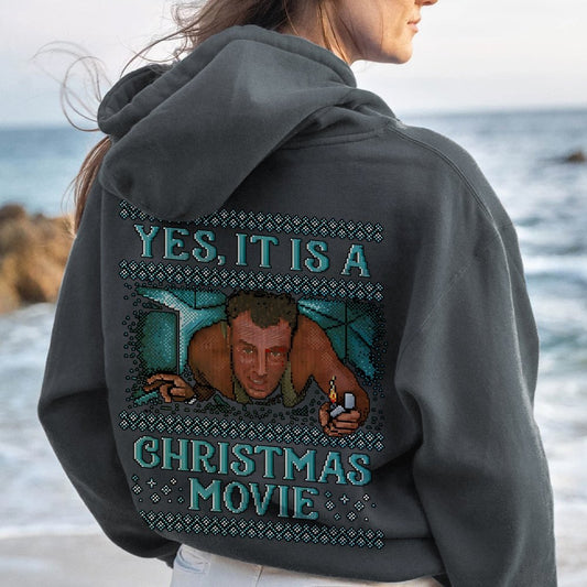 Gen-X Christmas Movie Printed Back Unisex Cotton Hoodie