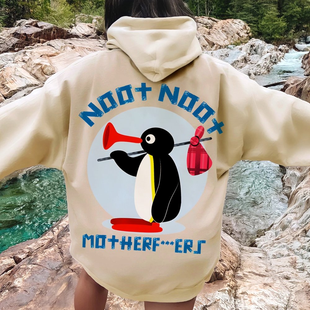 NOOT NOOT MOTHERF***ERS Printed Back Unisex Cotton Hoodie