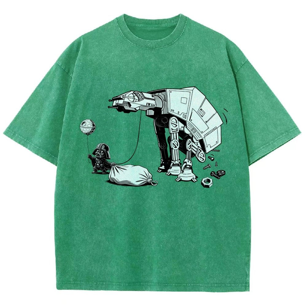 Picking Up Feces With A Huge Poop Bag Empire Robot Dog-Planet Battles Vintage Distressed T-shirt