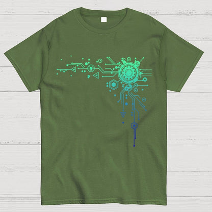 Blue Tech Element Print Unisex Geek T-Shirt
