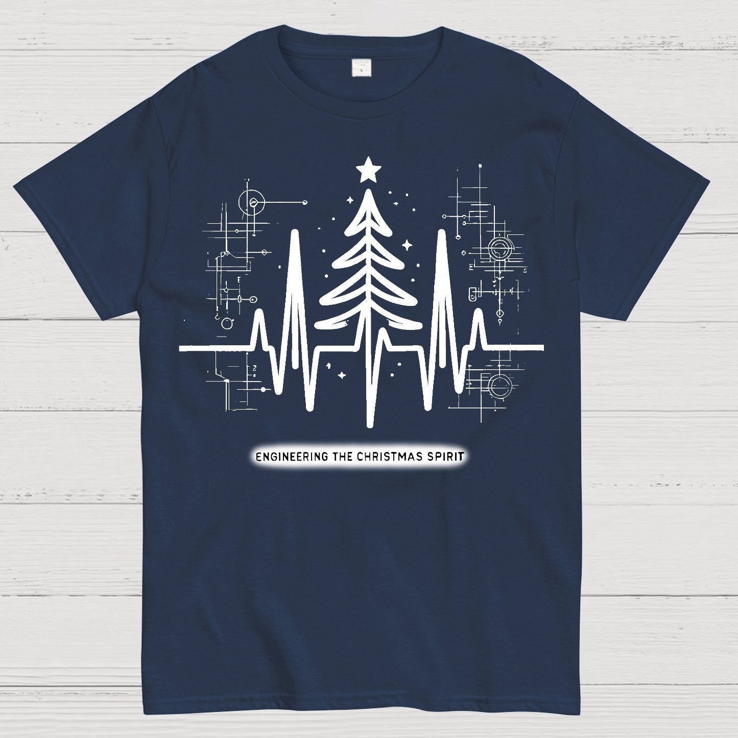 Engineer Heartbeat and Christmas Tree Geek T-Shirt
