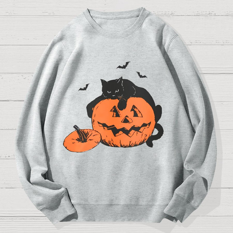 Black Cat Halloween Geek Cotton Sweatshirt