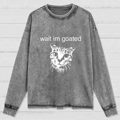 Wait I'm Goated Washed Long Sleeve Tee