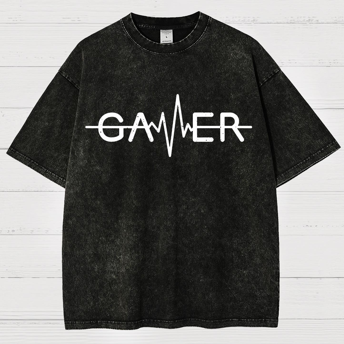 Gamer Heartbeat Vintage Distressed T-shirt
