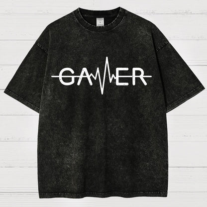 Gamer Heartbeat Vintage Distressed T-shirt