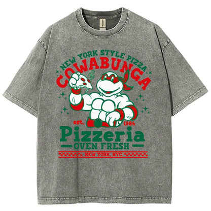 Cowabunga Pizzeria Pi Day Vintage Distressed T-shirt