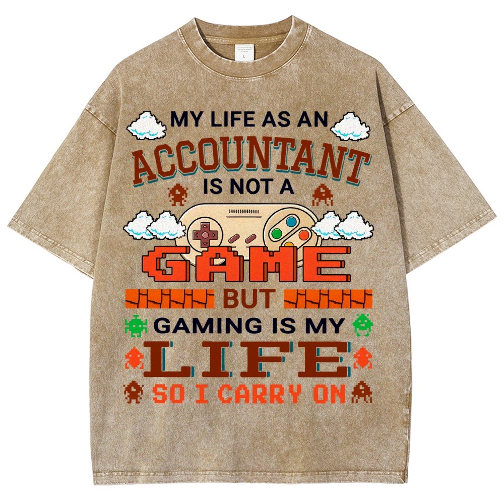 Gamer Accountant Gaming Design Quote Graphic Vintage Distressed T-shirt