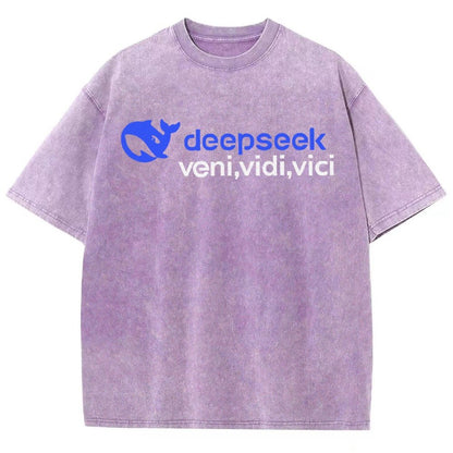Deepseek R1 Graphic Vintage Distressed T-shirt