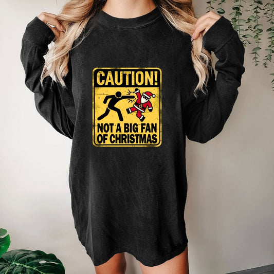 Christmas Caution Washed Long Sleeve Tee