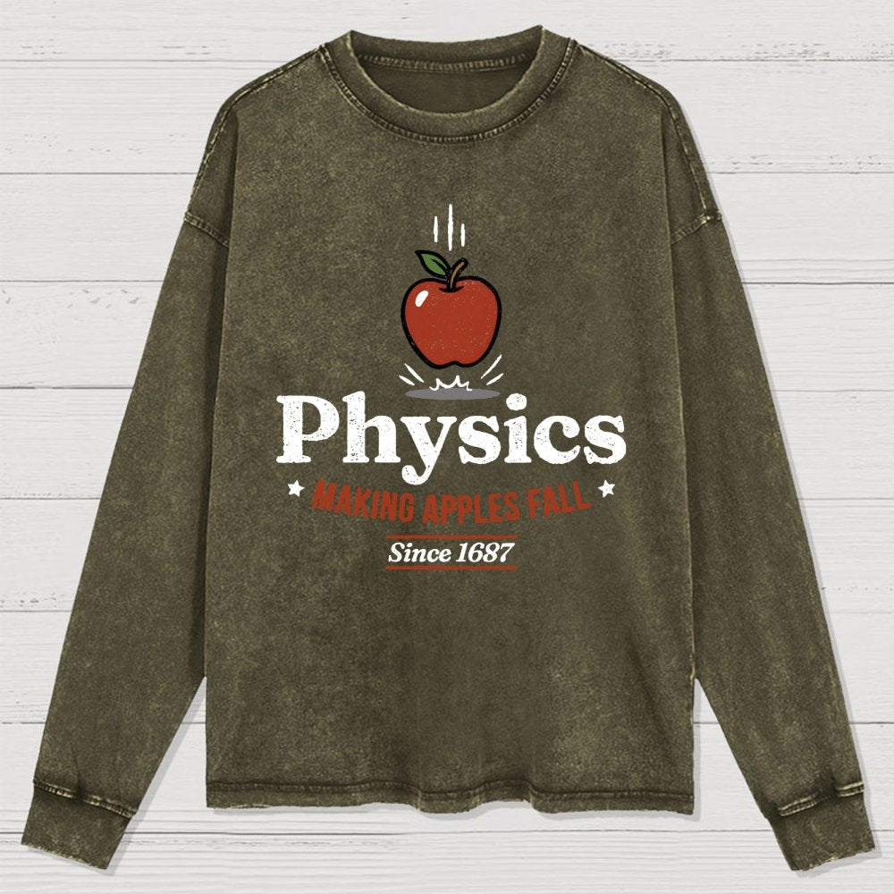 Apple Meets Physics Washed Long Sleeve Tee