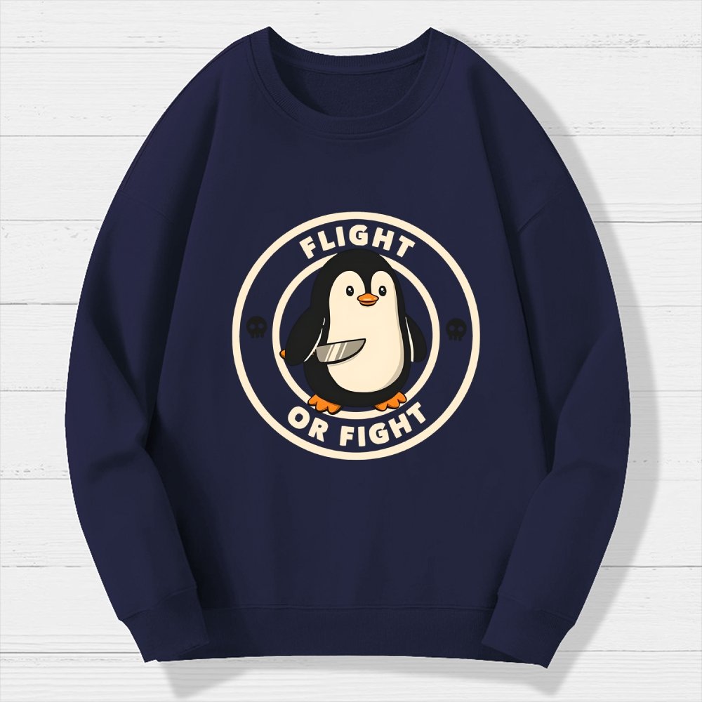Flight or Fight Penguin Geek Cotton Sweatshirt