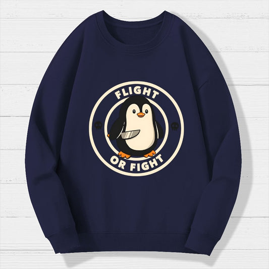 Flight or Fight Penguin Geek Cotton Sweatshirt