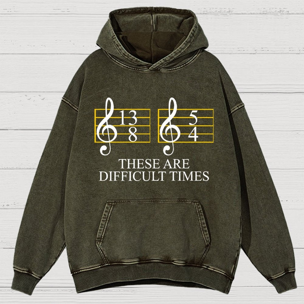 Music Difficult Times Vintage Distressed Hoodie