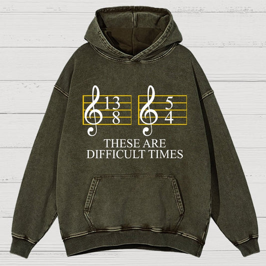 Music Difficult Times Vintage Distressed Hoodie