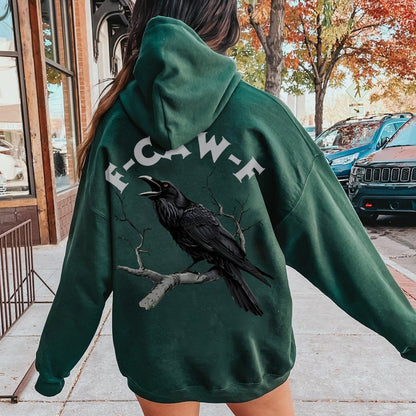 F-Caw-F Funny Crow Printed Back Unisex Cotton Hoodie