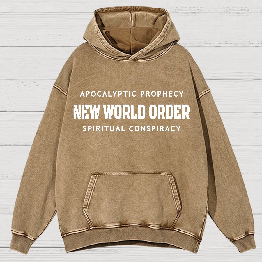 New World Order Spiritual Conspiracy Vintage Distressed Hoodie