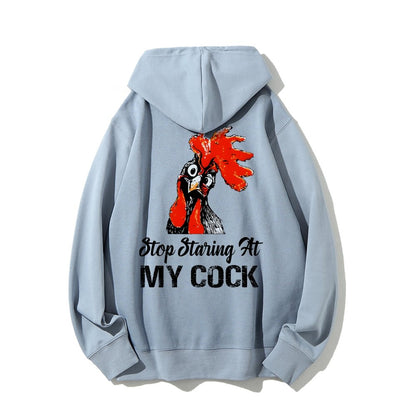 Stop Staring at My Cock Printed Back Unisex Cotton Hoodie