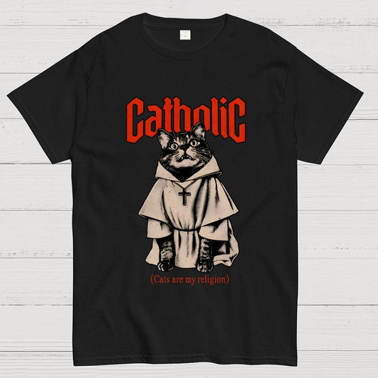 Catholic (Cats Are My Religion) Geek T-Shirt