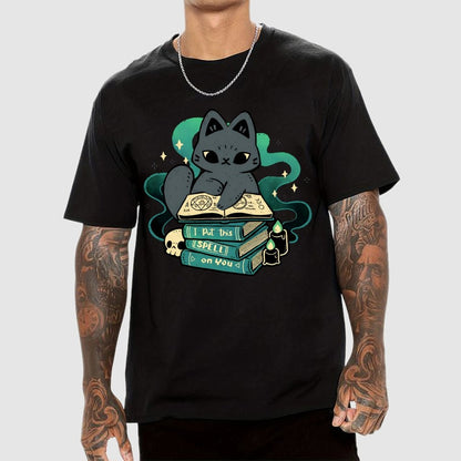 Magical Cat with Spellbook Geek T-Shirt