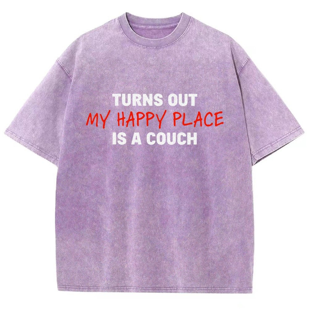 My Happy Place Is A Couch Vintage Distressed T-shirt