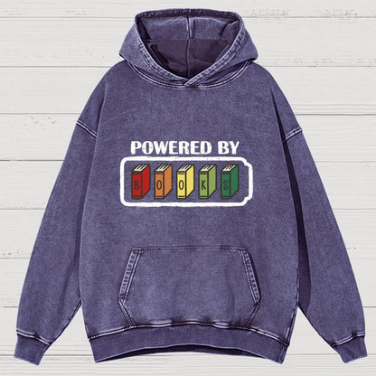 Powered by Books Vintage Distressed Hoodie