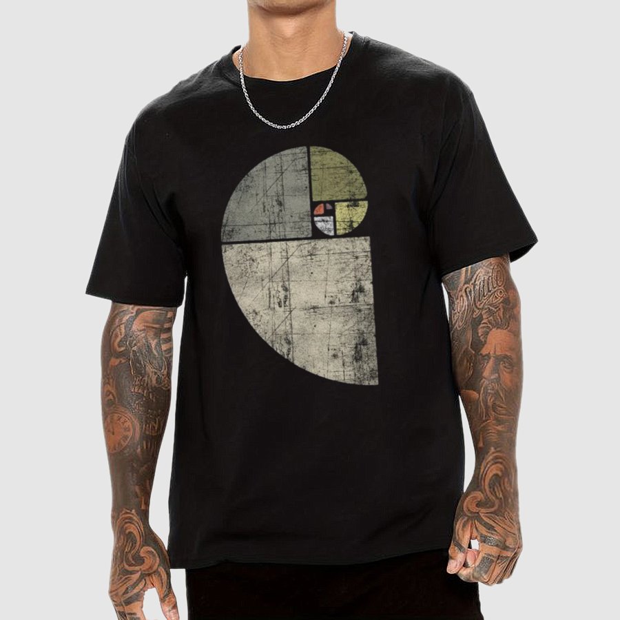 Distressed Fibonacci Spiral Geek Graphic T-Shirt
