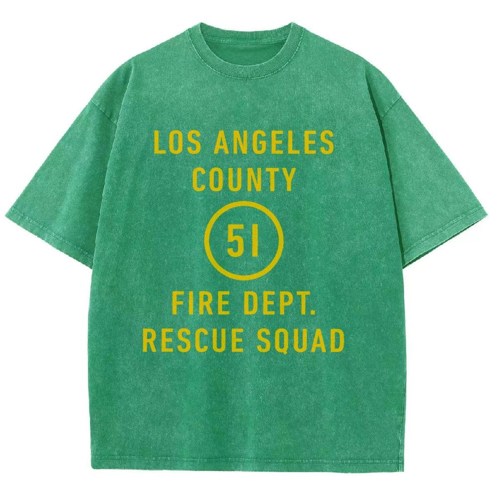 Emergency - Los Angeles County Fire Dept. Squad 51 Vintage Distressed T-shirt