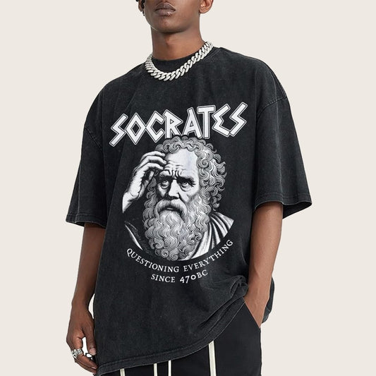 Socrates Questioning Everything Vintage Distressed T-shirt