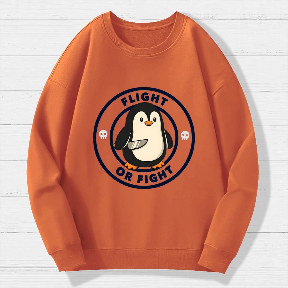 Flight or Fight Penguin Geek Cotton Sweatshirt