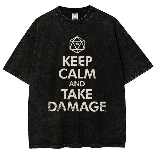 Keep Calm and Take Damage Vintage Distressed T-shirt
