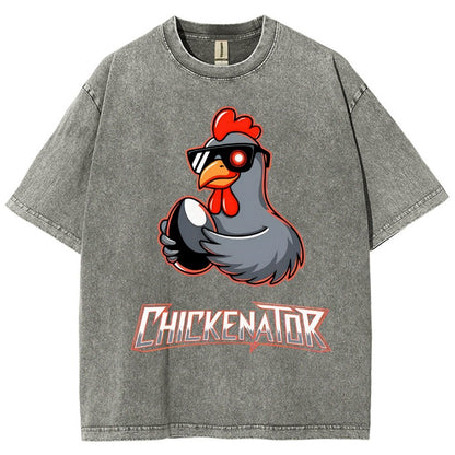Chickenator The Future Chicken Vintage Distressed T-shirt