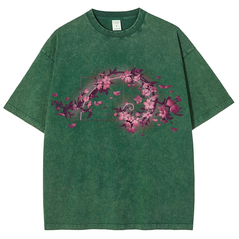 Golden Sakura Season Vintage Distressed T-shirt