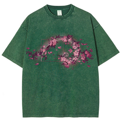 Golden Sakura Season Vintage Distressed T-shirt