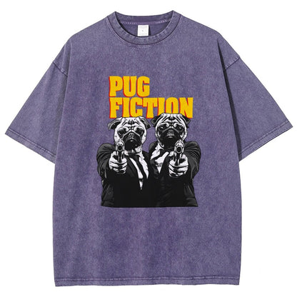 Pug Fiction Vintage Distressed T-shirt