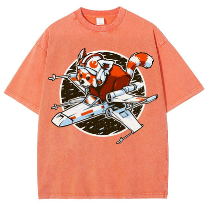 Red panda Standing By Vintage Distressed T-shirt