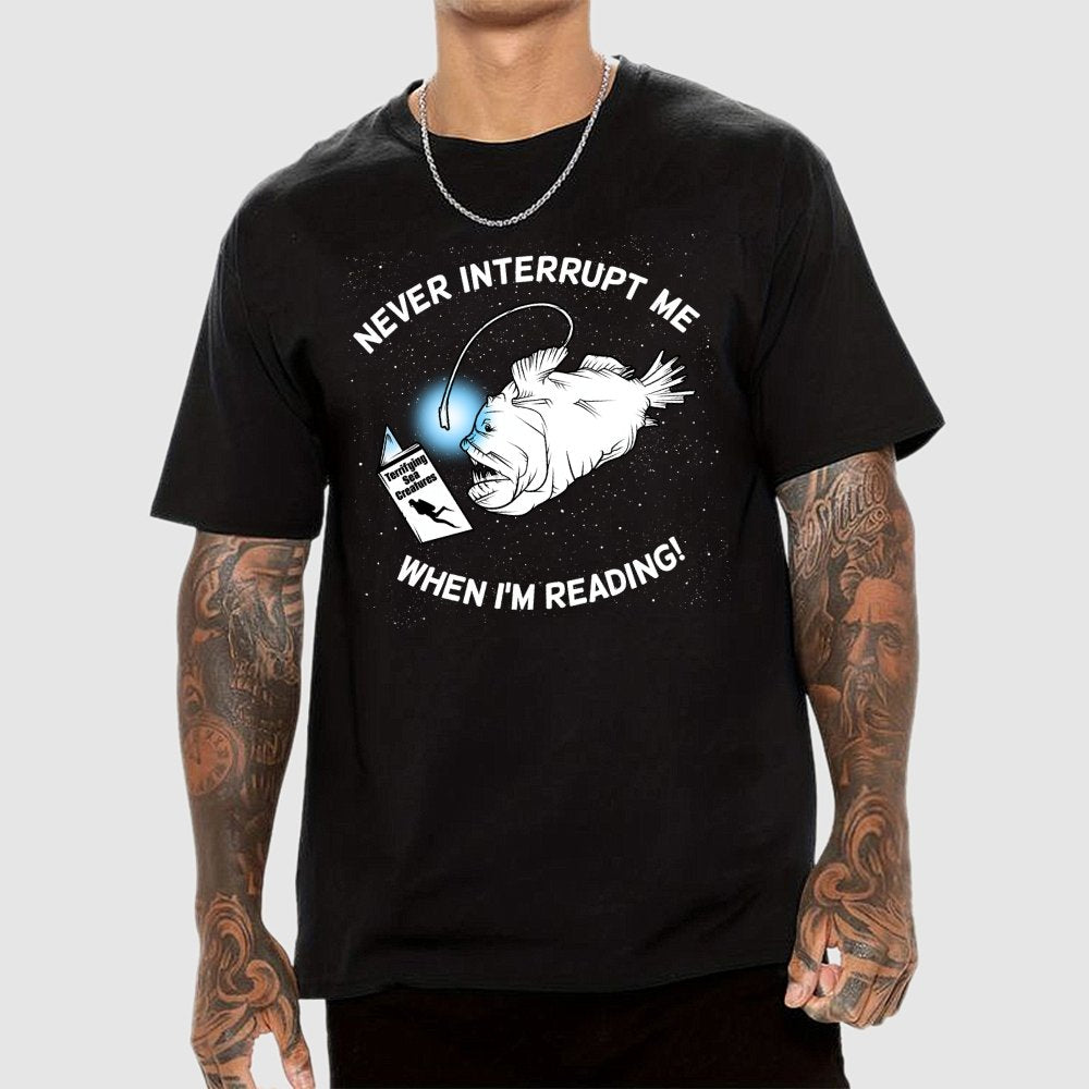 Angler Fish Reading Geek T-Shirt