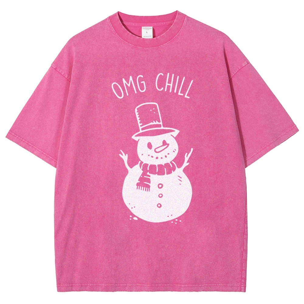 OMG Chill Christmas Vintage Distressed T-shirt