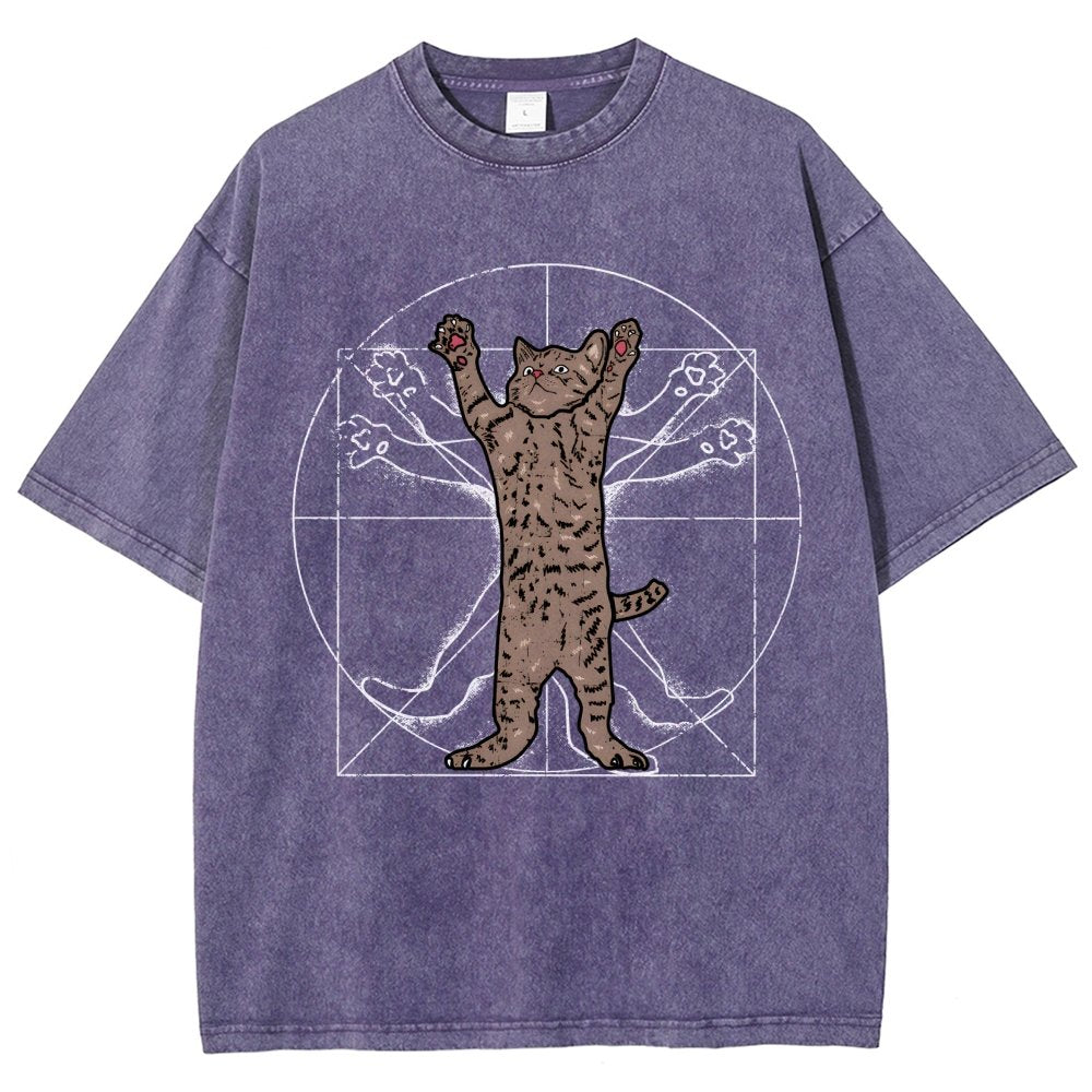 vitruvian cat Vintage Distressed T-shirt