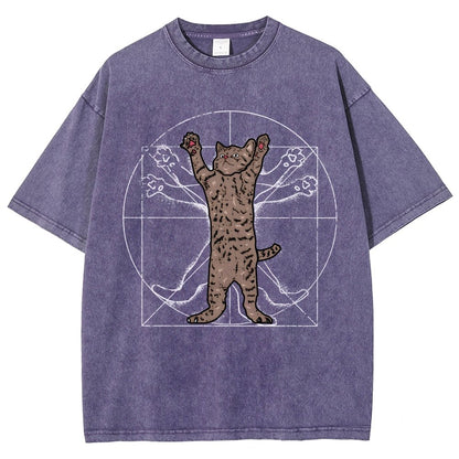 vitruvian cat Vintage Distressed T-shirt