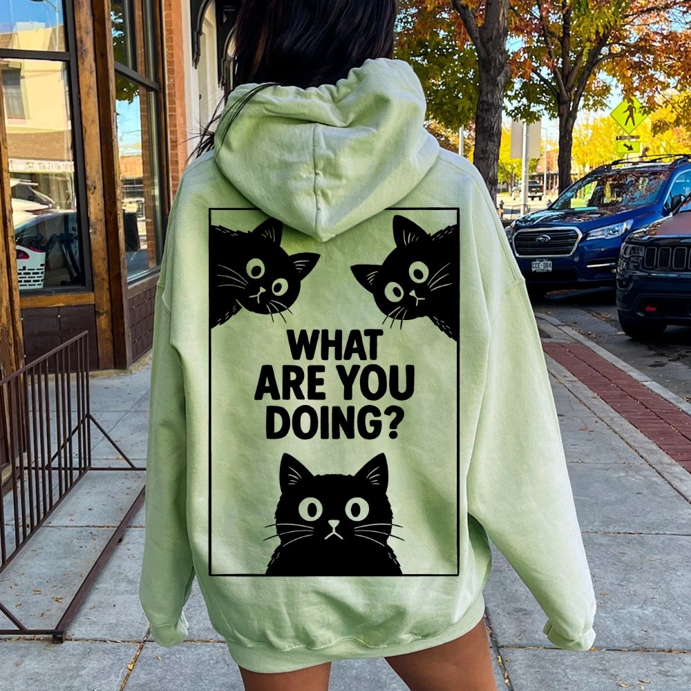 What Are You Doing Printed Back Unisex Cotton Hoodie