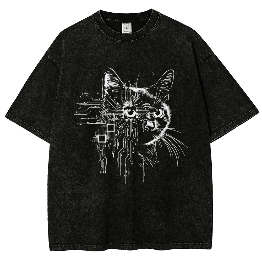 Future Cat Vintage Distressed T-shirt